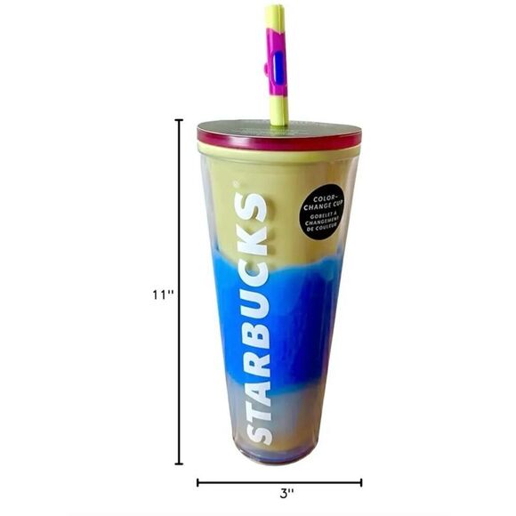 Starbucks 2023 Spring Straw Topper Blue Wave Color blend Changing Tumbler 24 oz - Picture 3 of 7
